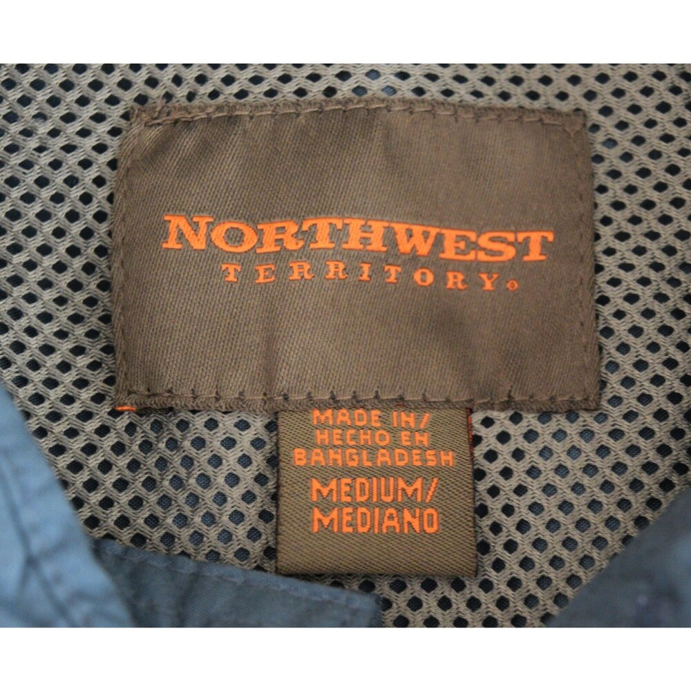 Northwest Territory Men's Size M Blue Fishing Button Front Vented Safari Shirt - Picture 11 of 12